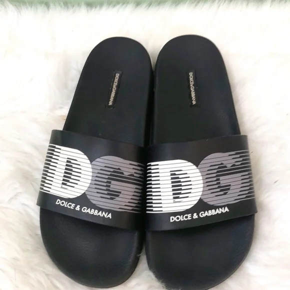 Dolce & Gabbana Authentic Mens CS1646 Black Slip On Slide Sandals Size EUR 42 DOLCE & GABBANA Slide Flip Flop Sandals Shoes w. Crystals  main image 3